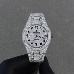 🔥 Iced-Out Royal Oak Style Watch – Arabic Dial