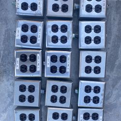 Lot Of 18 Leviton Stainless Steel 2-Gang DUPLEX  Outlet + RECEPTACLES PLATES