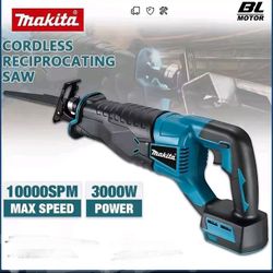 NEW YEAR'S SALE. NEW MAKITA RECIPROCATING SAW, 18V, 0-10000 STROKES P/MIN,  BRUSH LESS MOTOR,  3000 W,  1 1/4" STROKE. INDUSTRIAL USE. QUICK RELEASE. 