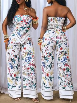 White floral 2pc pant set