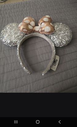 Official Disney Parks Silver Sequined Minnie Mouse Bow