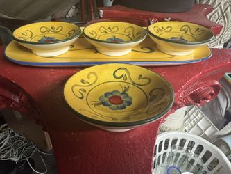 Vintage Alegria, Living Art Hand Painted China 5 Piece Set 