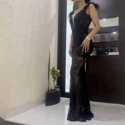 Black Sequin Long Dress