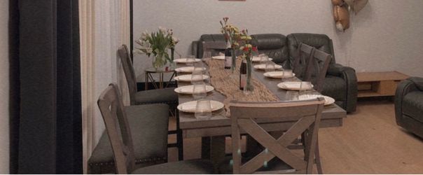 dining table 6 chairs 1 Upholstered Bench. ( transformer)