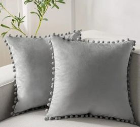 Pair Of Neutral Gray Pillow Covers 20x20 NEW