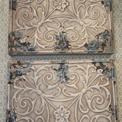 Pair Of Hobby Lobby Metal Tin Decor