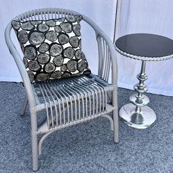 Rattan Boho Chair Gray / Blue