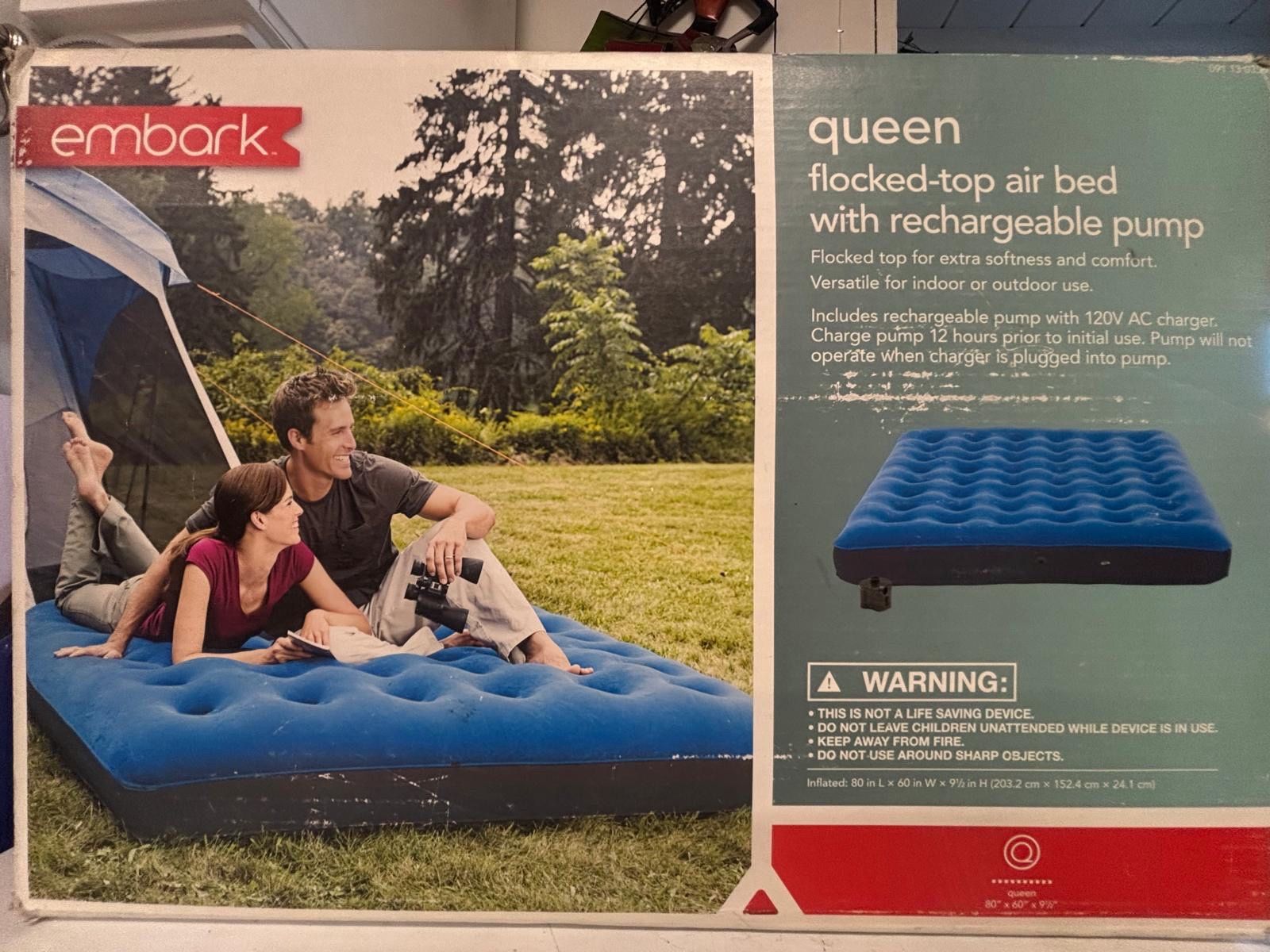 Embark Queen Air Mattress w/ Rechargeable Pump – Indoor & Outdoor