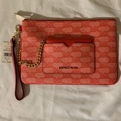 Michael Kors Red Jet Set Large Logo 2-in-1 Wristlet