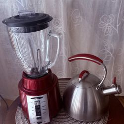 Combo Set Oster Blender And Whistling Kettle Red Color  Theme