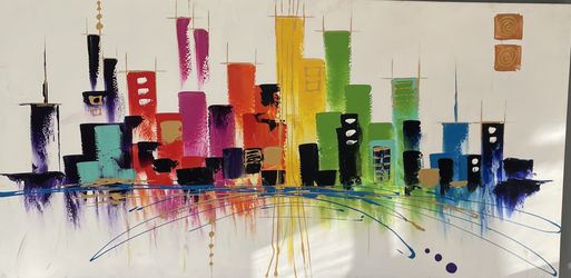 'Rainbow cityscape' Oil Painting