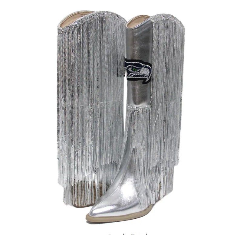 Women's  Seattle Seahawks Fringe Boot With Sequin Detail Size 9