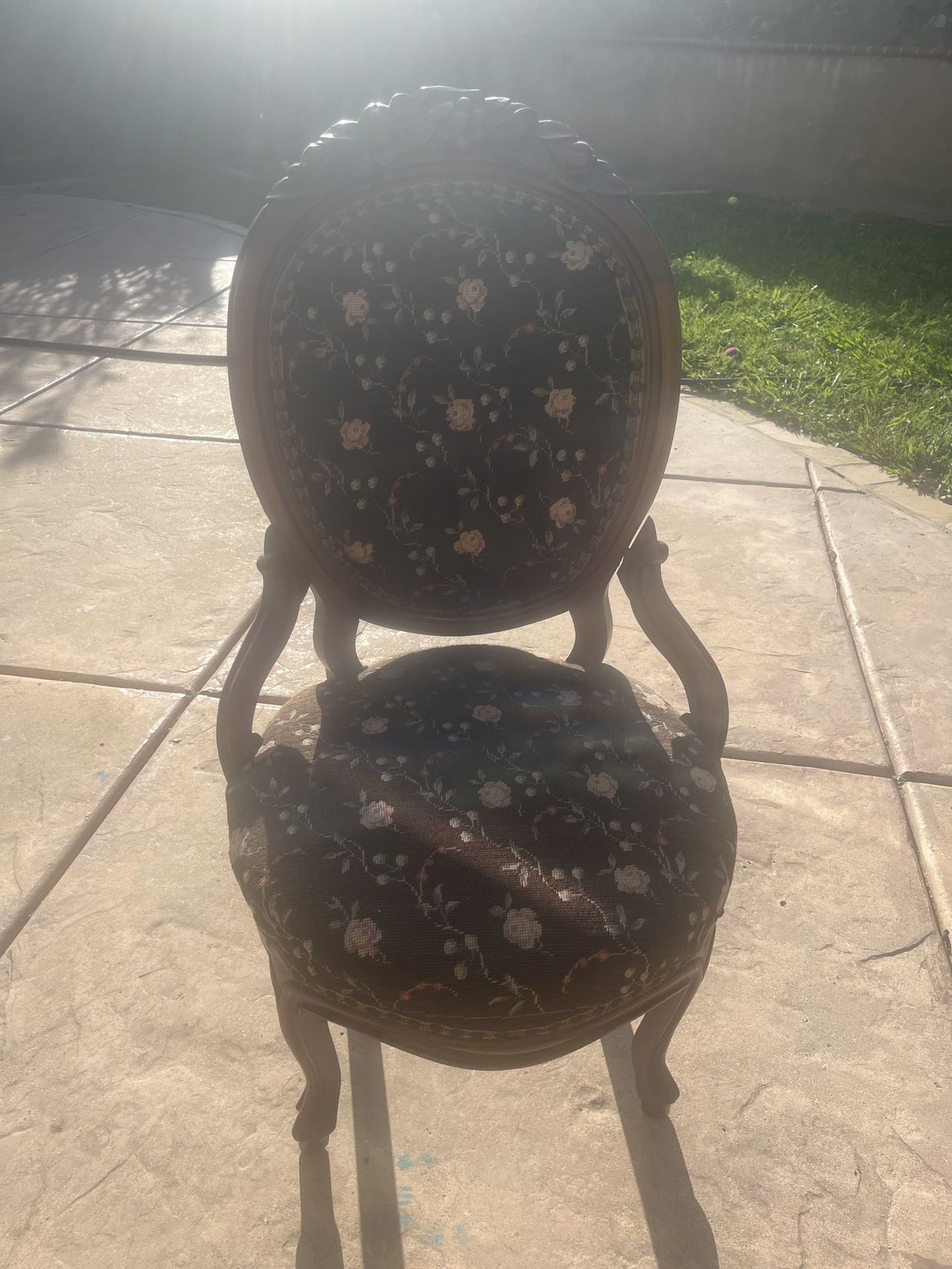 Beautiful Brown Floral Antique Chair - Great Shape