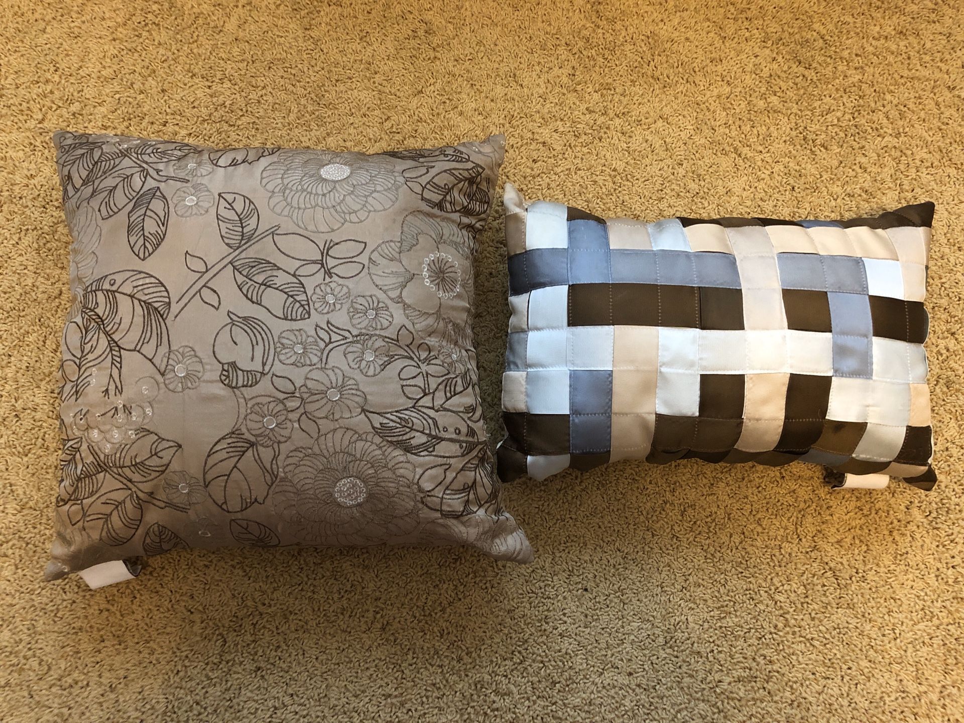Tan throw pillows, set of two