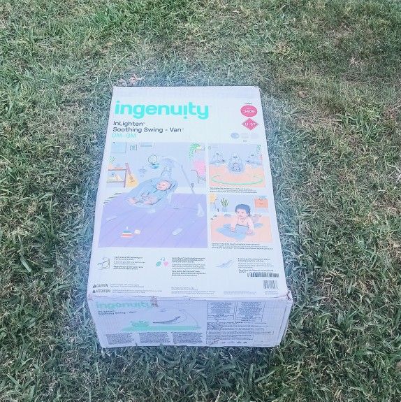 Ingenuity InLighten Motorized Vibrating Baby Swing, Swivel Infant Seat, Gray
