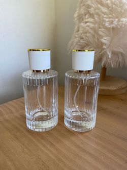 100ml 3.3oz thick striped cylinder heavy glass perfume spray bottles decant 2pk