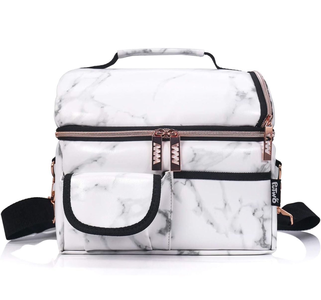 8L Insulated Lunch Bags Double Compartment Lunch Tote Leakproof Lunch Cooler Bag with Adjustable Shoulder Strap Freezable Meal Prep Bag for Women - Ma