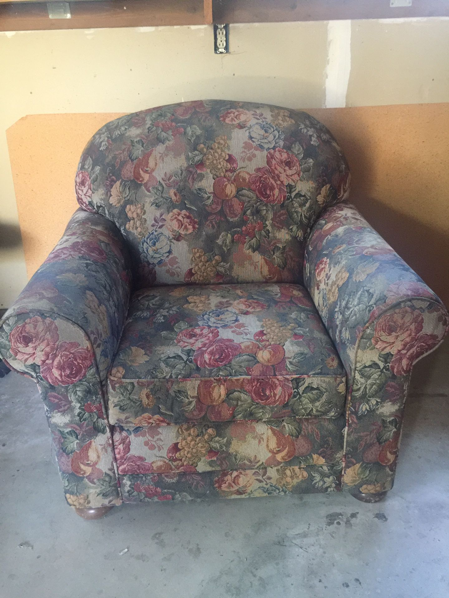 Floral Overstuffed Arm Chair