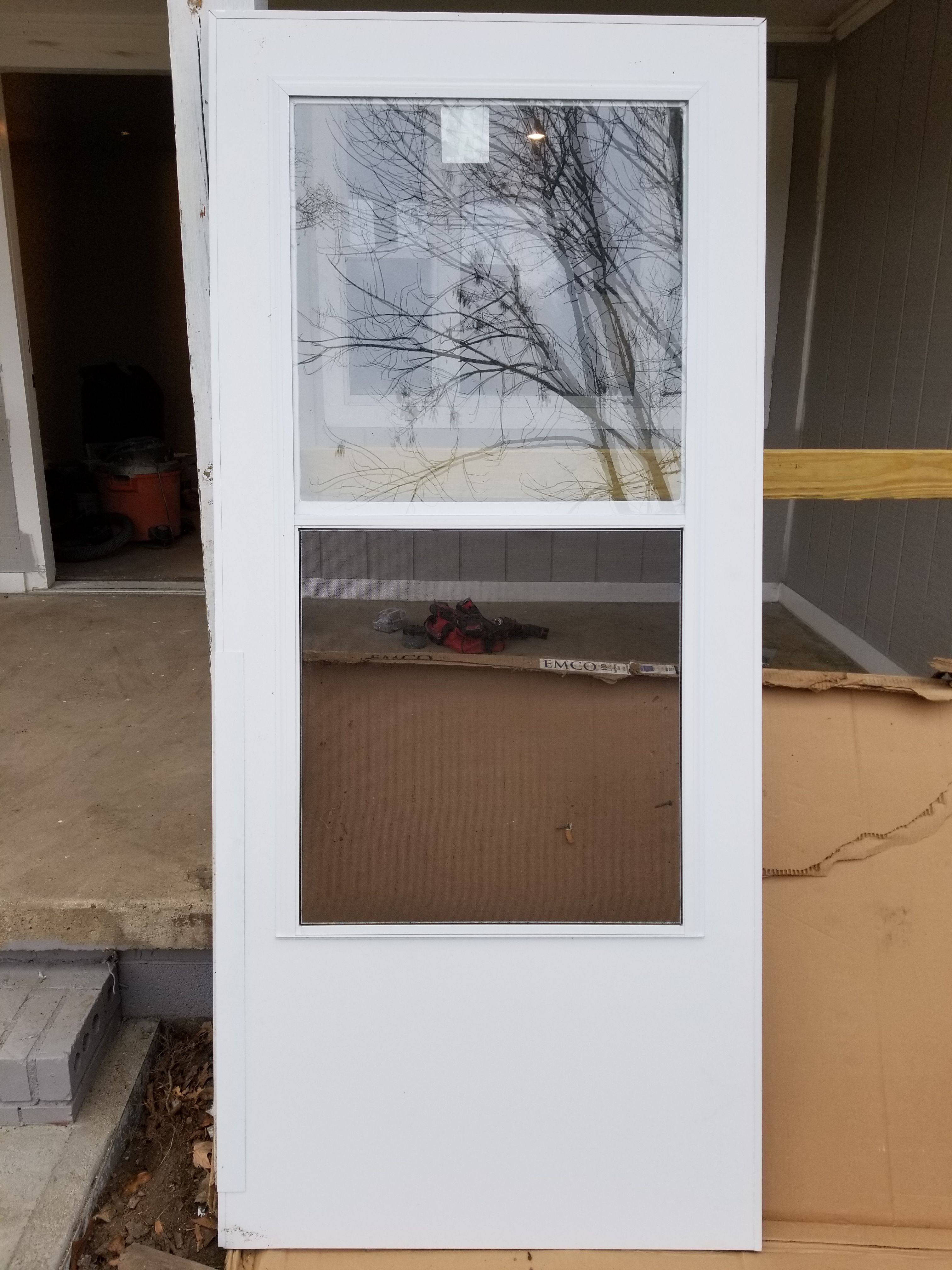 Two decorative Interia doors and one storm door