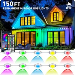 150FT Permanent Outdoor RGB Lights - Waterproof Smart LED Eaves Lights with App/Remote Control