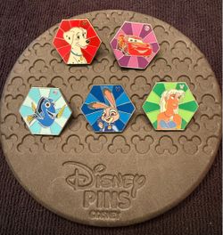 Disney Hexagon Enamel Pin Set of 5