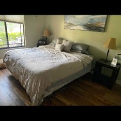 Great Deal! 1 Beautiful King Size Bed, 4 Knight Lamps , 2 Let Out Couches