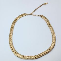 Reversible gold tone shiny textured matte  chain collar necklace Sarah Coventry vintage