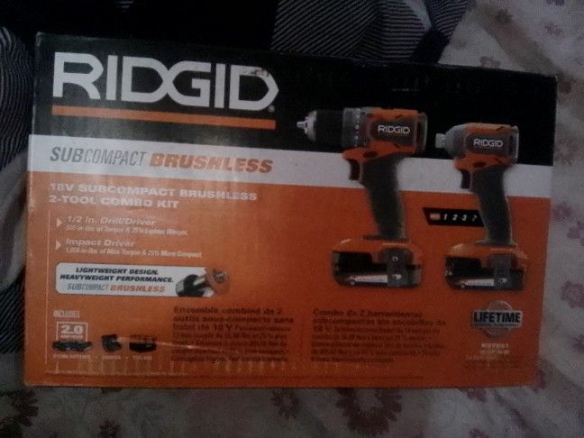 Rigid 18 V Brushless Sub Compact Impact Drill And Drill Driver Combo (Brand New)