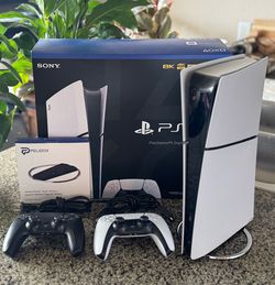 PS5 Slim Digital Edition 1TB Bundle – 2 Controllers, Stand, Box & Cables