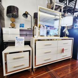 Dresser , Mirror And Nighstand White Finish, New Especial Price 