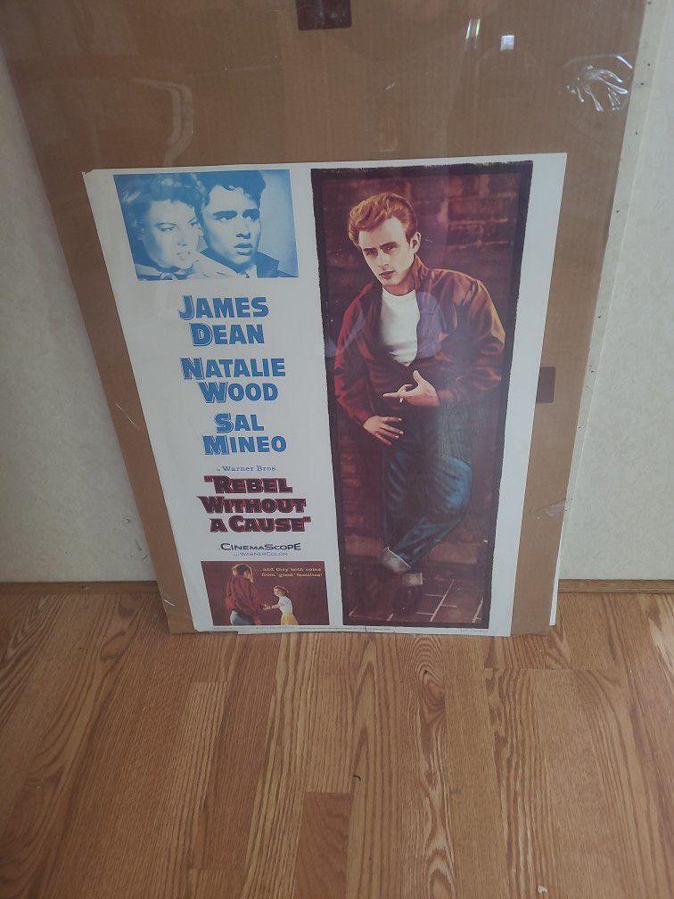 Vintage Original 1980s James Dean 1986 Rebel Without A Cause Movie Promo Poster

