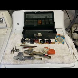 Vintage Tacklebox With Various Vintage Labeling Items