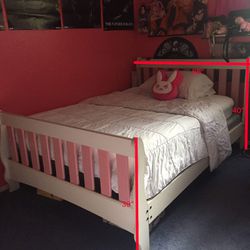 Children’s Girls Full Bed, Dresser, Mirror, and Nightstand 