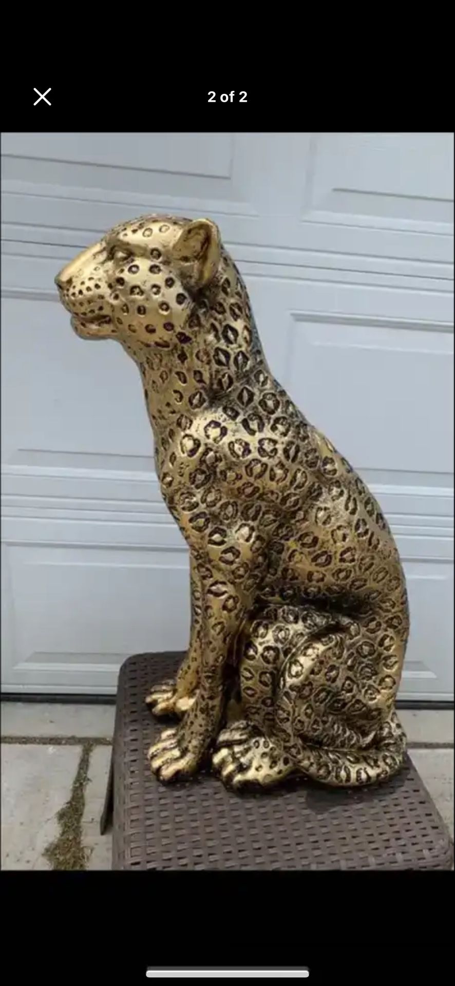 3 Foot Tall, Golden Leopard Statue