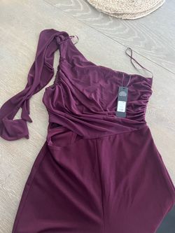 Nova One-Shoulder Ruched Dress Burgundy