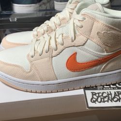 Jordan 1 Mid Size 9.5W/8M Sail Orange Quartz