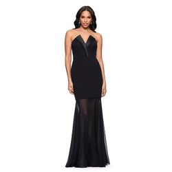 Betsy Adam Nites Long Tuxedo Chiffon Drop Waist Gown NWT sz 8 Black Romantic