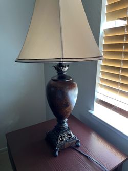 Traditional Bronze Table Lamp with Fabric Shade