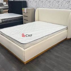 Boucle fabric queen size bed frame // mattress sold separately 