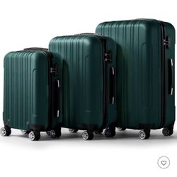 Cobens 3-Piece Hardshell Lightweight Luggage Set (Dark Green)