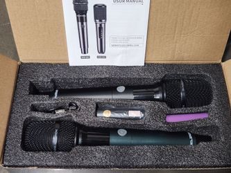 Dual Handheld Wireless Microphone System
Rechargeable 2.4GHz, Foldable Receiver, 200FT Range, 30H Battery, For Speaker & Karaoke Machine