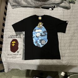 Bape black blue tee shirt 