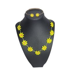 Claire’s Yellow Flowers Enamel Necklace & Bracelet  Vintage 