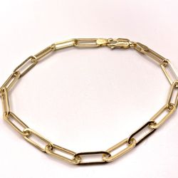 14k Yellow Gold Paper Clip Bracelet