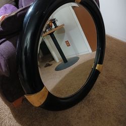 Large 1970's Designer black lacquered framed 🪞 mirror 40×40