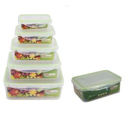 Uniware 5 Piece Rectangular Plastic Microwave Safe Food Container with Silicone Ring Set