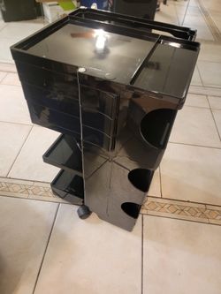Space Age Trolley "baby" By Joe Colombo Black Modular Storage Cart
