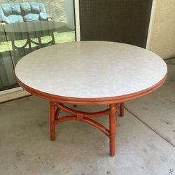 Large Vintage Bamboo Dining Table 