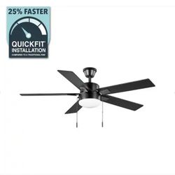 Hampton Bay 52 in. Corwin Indoor/Outdoor Matte Black LED Ceiling Fan - New 