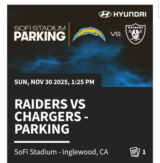 Chargers Vs RAIDERS PINK LOT PARKING